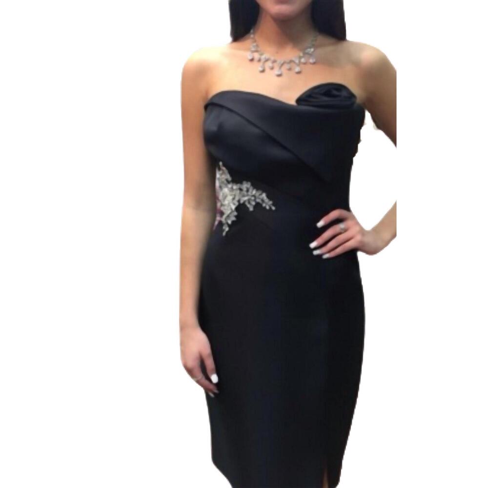 NEW ELENI ELIAS strapless cocktail dress in black